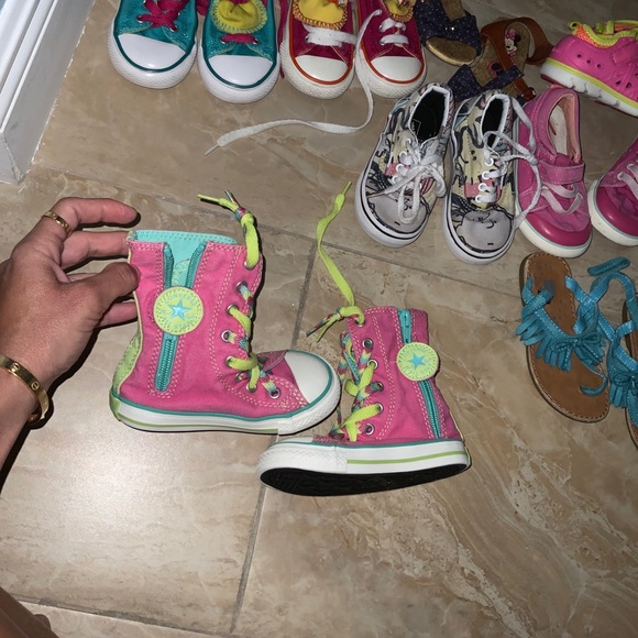 Pink green turquoise high top converse 7 7c - Picture 1 of 3